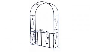Woodside Decorative Metal Garden Arch with Gate Outdoor Climbing Plants Archway