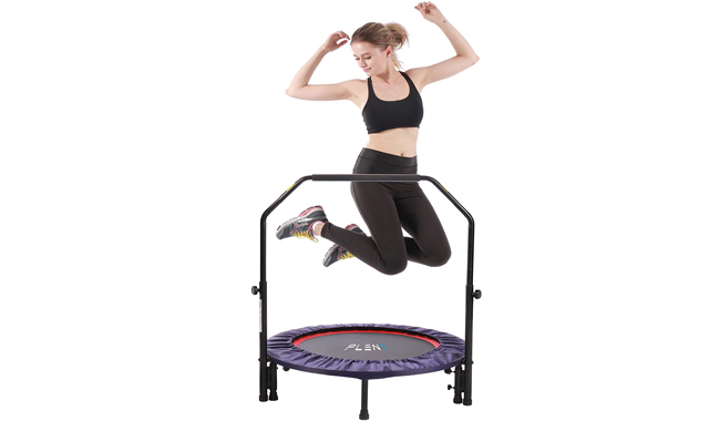 Pleny Indoor Mini Fitness Trampoline With Handle, 2-In-1 Lean Aerobic Exercise Rebounder