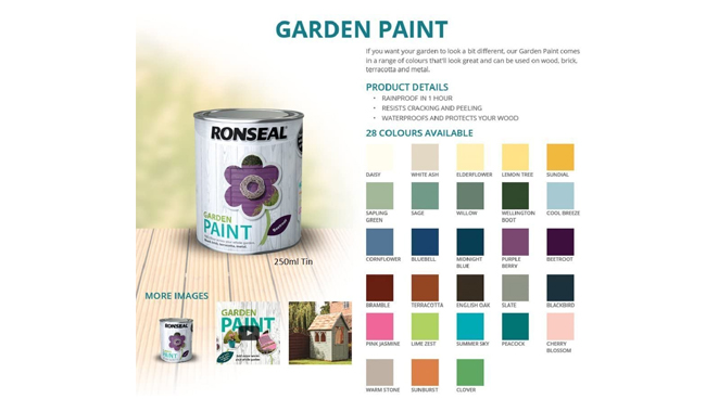 Ronseal Garden Paint 20+ Colours 2.5 Litre
